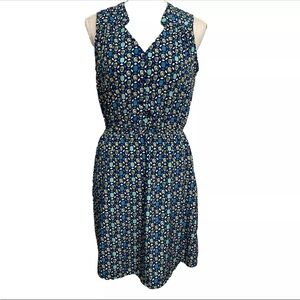 41 Hawthorn Keziah Shirt Dress Blue Geometric Print Elastic Waist Size SMALL
